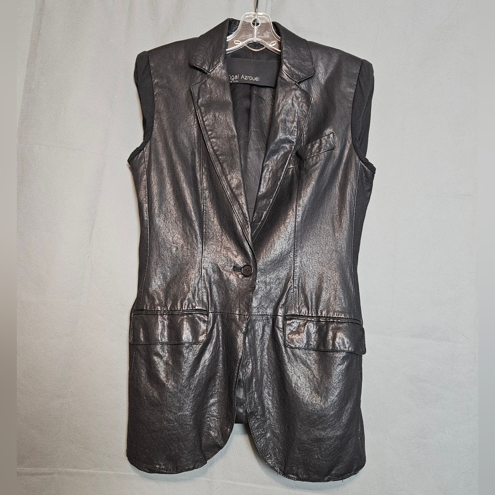 Vintage Yigal Azrouel Deconstructed Black Leather Vest